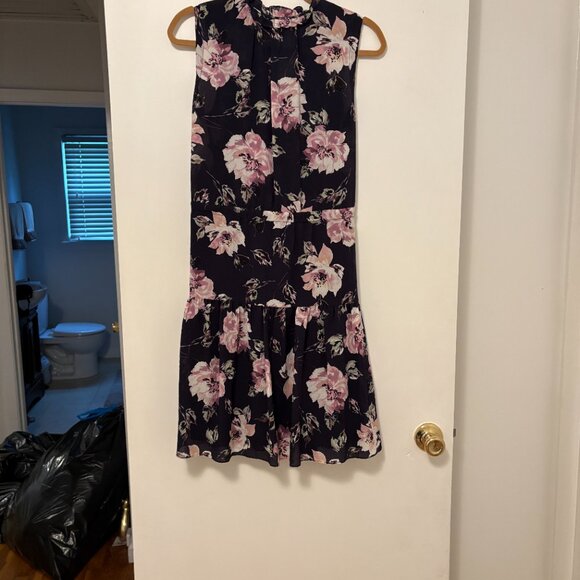 Rebecca Taylor Navy Magnolia Crepe Dress Size 4 - Picture 7 of 8